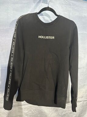 Hollister Black Crewneck Sweatshirt with Logo Tape